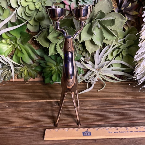 Pottery Barn Large Metal Reflective Silver Reindeer Tea Light Candle Holder - Picture 12 of 16